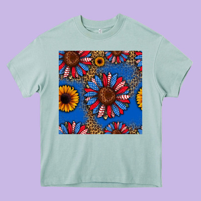 Usa Sunflowers Seamless Pattern Heavy Core Tee Designed By Hra Design Shop