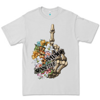 Dove Grey sensitive savage skeleton middle finger Premium Tee - FaDigitalArtStudio