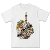 White sensitive savage skeleton middle finger Premium Tee - FaDigitalArtStudio