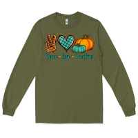 Army Green Peace love pumpkins Long Sleeve Tee - NancyCooperArtShop
