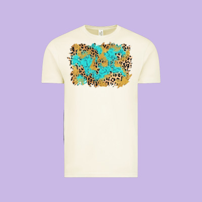Glitter Leopard Turquoise Background Vintage Tee Designed By Adodesignshop