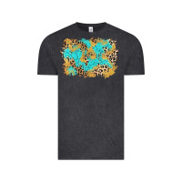 Vintage Black glitter leopard turquoise background Vintage Tee - AdoDesignShop