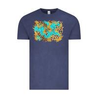 Vintage Denim glitter leopard turquoise background Vintage Tee - AdoDesignShop