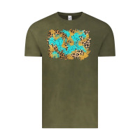 Vintage Olive glitter leopard turquoise background Vintage Tee - AdoDesignShop