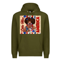 Army Green little miss america Premium Hoodie - TumblerDesignByShophia