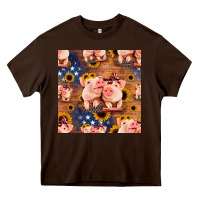 Chocolate Brown american pigs seamless pattern Heavy Core Tee - HRA Design Shop