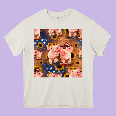 American Pigs Seamless Pattern Heavy Core Tee Designed By Hra Design Shop