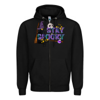 Black Stay Spooky With Black Cat Zipper Hoodie - LillyAllenDesigns