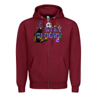 Burgundy Stay Spooky With Black Cat Zipper Hoodie - LillyAllenDesigns
