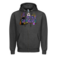 Charcoal Heather Stay Spooky With Black Cat Zipper Hoodie - LillyAllenDesigns