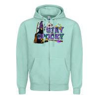 Seafoam Stay Spooky With Black Cat Zipper Hoodie - LillyAllenDesigns