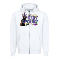 White Stay Spooky With Black Cat Zipper Hoodie - LillyAllenDesigns