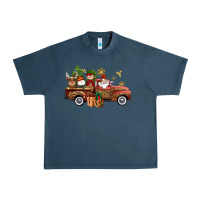 Midnight Navy Christmas Truck Elf Santa snowman reindeer Urban Heavy Tee - NancyCooperArtShop
