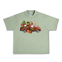 Oil Green Christmas Truck Elf Santa snowman reindeer Urban Heavy Tee - NancyCooperArtShop