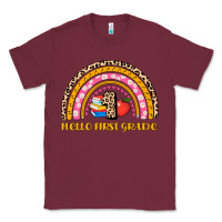 Burgundy back to school rainbow hello first grade Classic Tee - AdoDesignShop