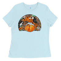 Baby Blue western pumpkin fall rainbow Ladies Tee - JahusDesignShop