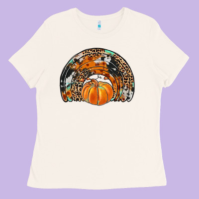 Western Pumpkin Fall Rainbow Ladies Tee Designed By Jahusdesignshop