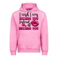 Fuchsia Pink I wish i was kissing you instead of missing you Urban Hoodie - FaDigitalArtStudio