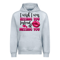 Heather Grey I wish i was kissing you instead of missing you Urban Hoodie - FaDigitalArtStudio