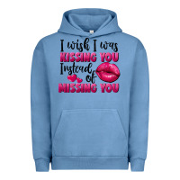 Pigment Pebble Blue I wish i was kissing you instead of missing you Urban Hoodie - FaDigitalArtStudio