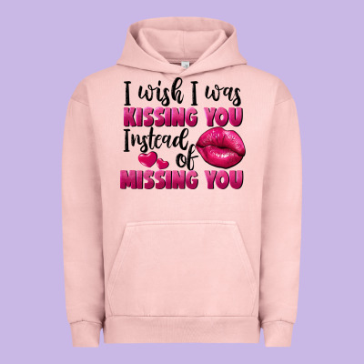 I Wish I Was Kissing You Instead Of Missing You Urban Hoodie Designed By Fadigitalartstudio