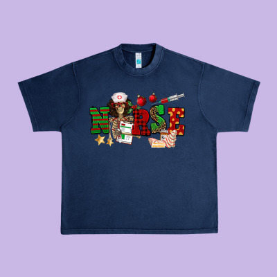 Christmas Nurse Urban Heavy Tee Designed By Nancycooperartshop