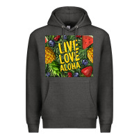 Charcoal Heather live love aloha Premium Hoodie - TumblerDesignByShophia