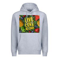 Heather Grey live love aloha Premium Hoodie - TumblerDesignByShophia