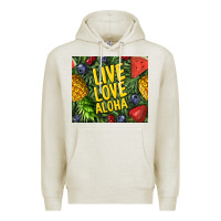 Oatmeal Heather live love aloha Premium Hoodie - TumblerDesignByShophia