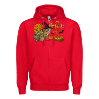 Red Trick Or Treat With Frog Zipper Hoodie - LillyAllenDesigns