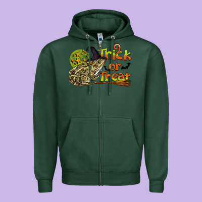 Trick Or Treat With Frog Zipper Hoodie Designed By Lillyallendesigns