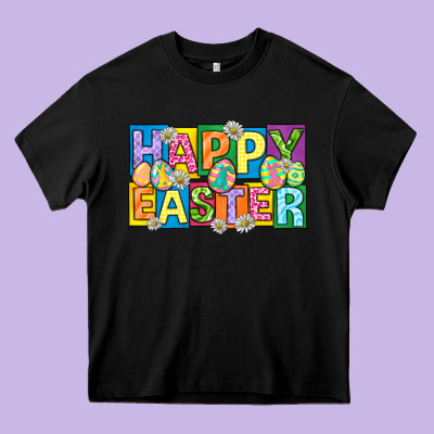 Happy Easter With Eggs Heavy Core Tee Designed By Neo Western