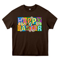 Chocolate Brown happy easter with eggs Heavy Core Tee - Neo Western