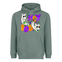 Sage Hey Boo with Ghost Cats Heavyweight Hoodie - texasbilliewilder