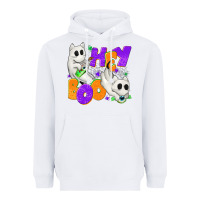 White Hey Boo with Ghost Cats Heavyweight Hoodie - texasbilliewilder