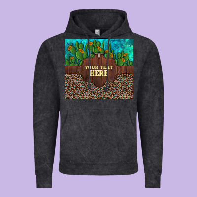 Preview Custom Cactus And Sunflowers Leopard Turquoise Vintage Hoodie Designed By Artiststas