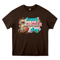 Chocolate Brown Happy Easter Day rodeo Easter Day Heavy Core Tee - CowGirlArtShop