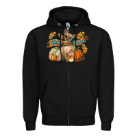 Black Hello Autumn With Chihuahua Dog Zipper Hoodie - LillyAllenDesigns