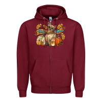 Burgundy Hello Autumn With Chihuahua Dog Zipper Hoodie - LillyAllenDesigns