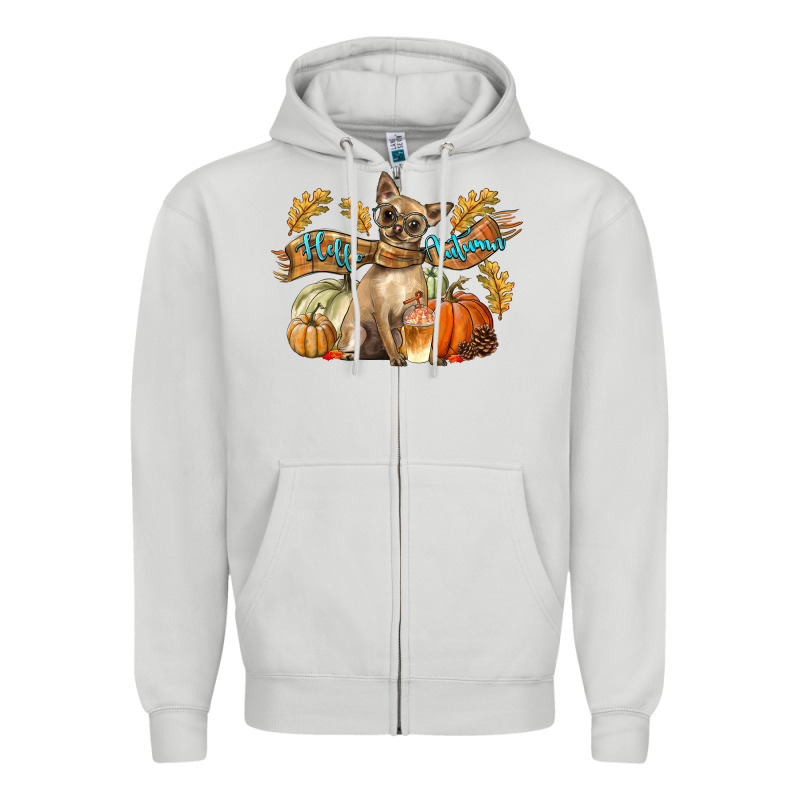 Hello Autumn With Chihuahua Dog Zipper Hoodie by LillyAllenDesigns | Teevron