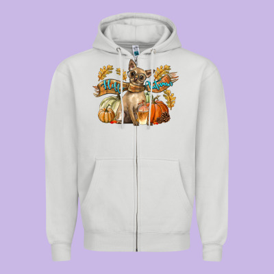 Hello Autumn With Chihuahua Dog Zipper Hoodie Designed By Lillyallendesigns