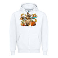 White Hello Autumn With Chihuahua Dog Zipper Hoodie - LillyAllenDesigns