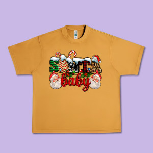 Santa Baby With Santa And Christmas Tree Cake Urban Heavy Tee Designed By Adodesignshop