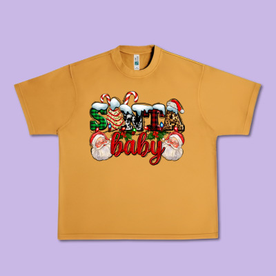 Santa Baby With Santa And Christmas Tree Cake Urban Heavy Tee Designed By Adodesignshop