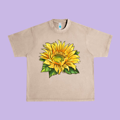 Starburst Greenburst Sunflower Urban Heavy Tee Designed By Lillyallendesigns