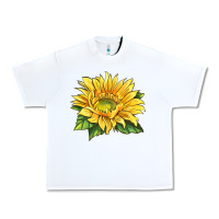White starburst greenburst sunflower Urban Heavy Tee - LillyAllenDesigns