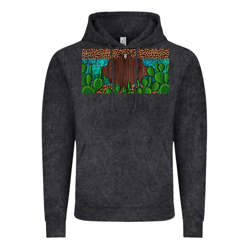 Western Cactus Leopard And Turquoise Custom Nametext License Plate Vintage Hoodie by Artiststas | Teevron