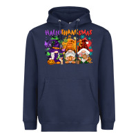 Navy Hallothanksmas gnomes Heavyweight Hoodie - NancyCooperArtShop