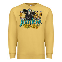 Antique Gold Cow Junkie with Cow Premium Sweatshirt - texasbilliewilder