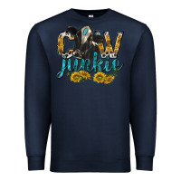 Navy Cow Junkie with Cow Premium Sweatshirt - texasbilliewilder